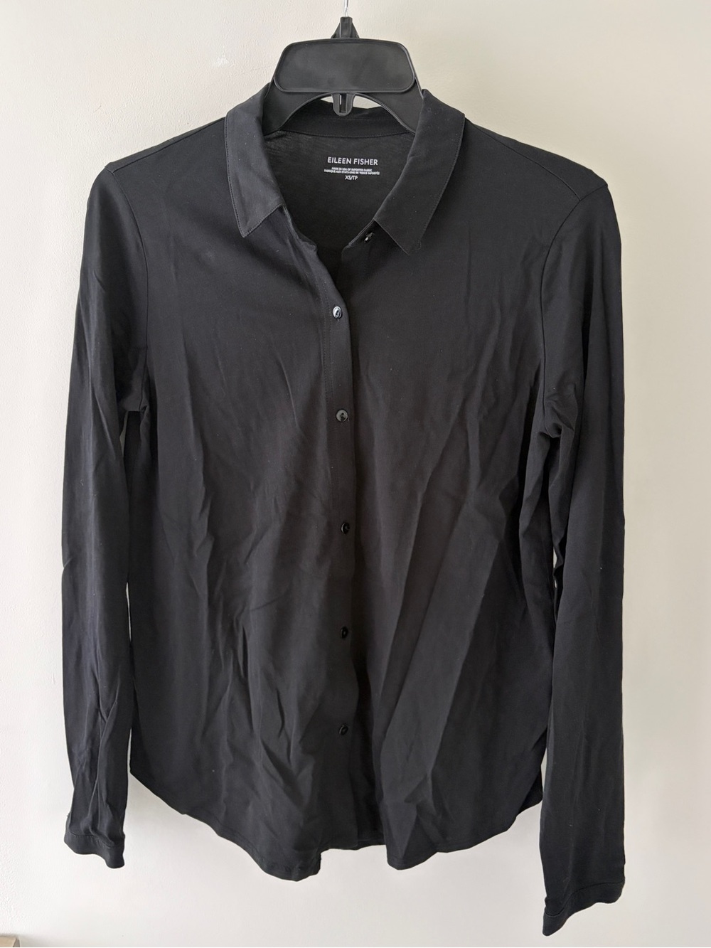 Eileen Fisher Black Long-Sleeve Button Front Shirt